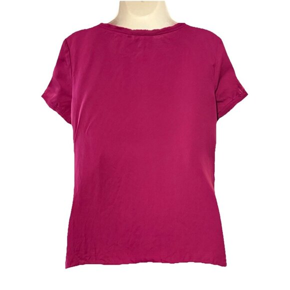 Theory Blouse Womens Purple Silk Short Sleeve Top Career Classic - Picture 2 of 4